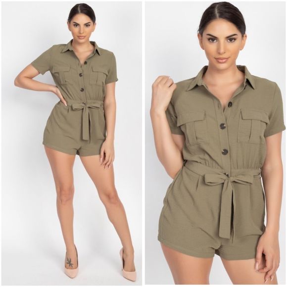 Pants - 🆕Button down olive romper